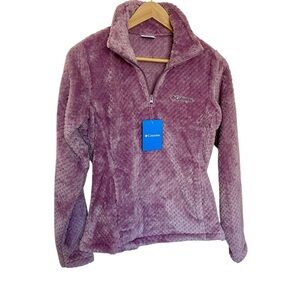 Columbia Soft Purple Fleece Quarter Zip Pullover Sweater